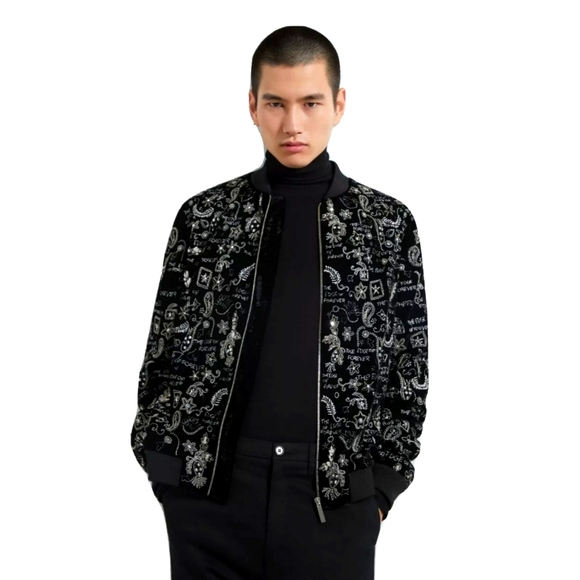 zara mens sequin bomber jacket